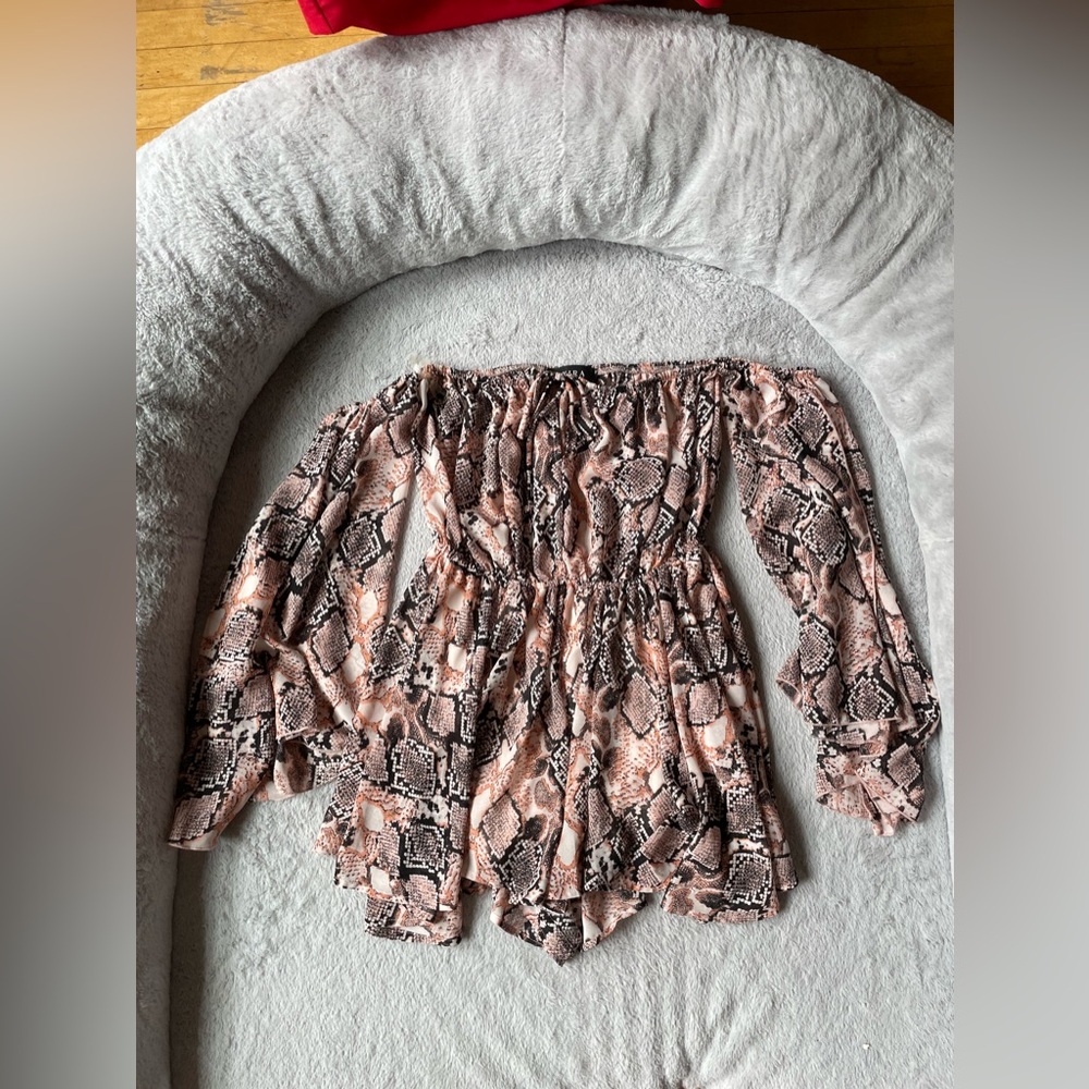 Snake Skin Off The Shoulder Romper